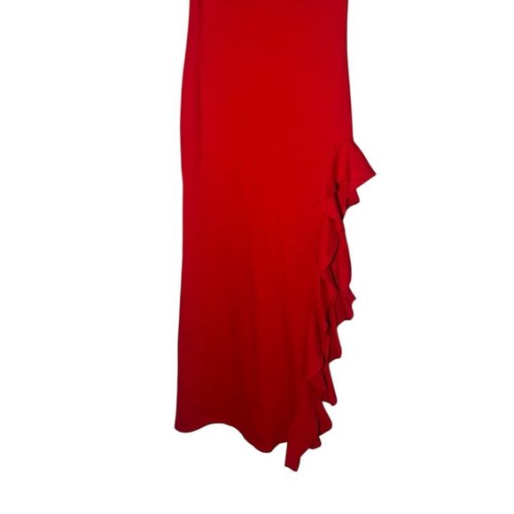 Delfi Collective Red Strapless High Slit Ruffle Maxi Dress S - Picture 4 of 6